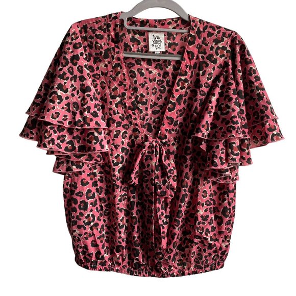 Ivy Jane Two tier ruffle sleeve faux wrap top Sz‎ S/M - Picture 1 of 5